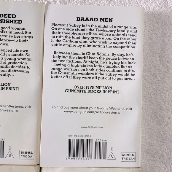 Vintage The Gunsmith All Action Western Romance Novel x4 - Picture 12 of 14